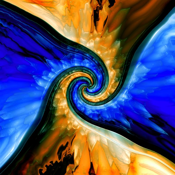 Burnt Yellow and Blue Twirl