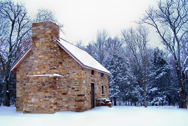 winter at the old stone house