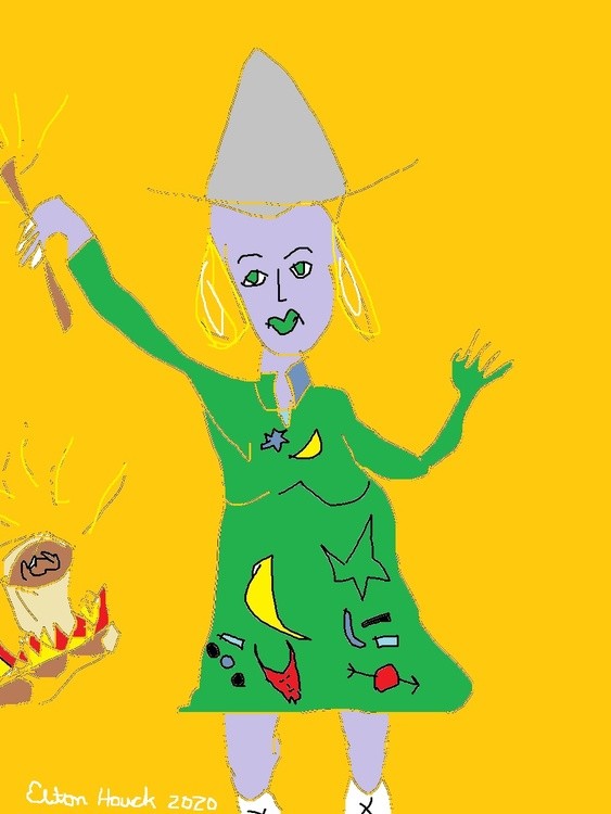 Hillary cooks a potion to beat Trump..(c) 2020 elton houck ..digital..MODERN DAY WITCHES..art