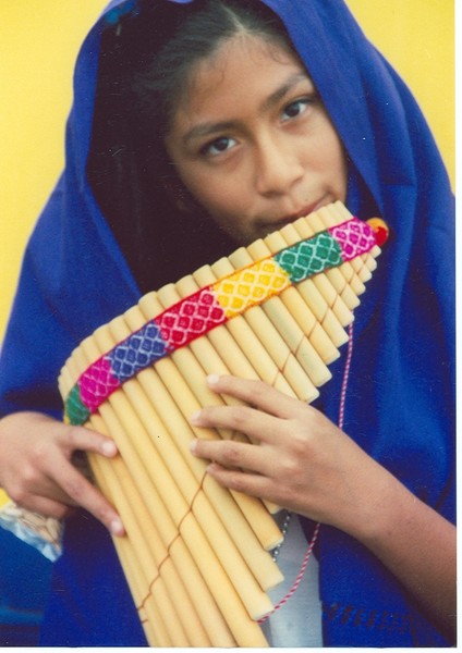Central America girl with flute