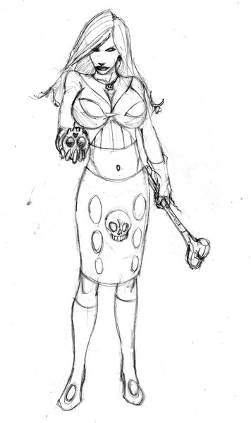 skutena holds a skull full of wine