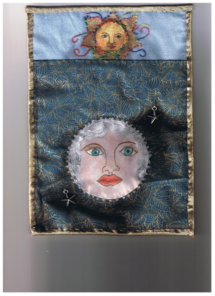 fabric journal, sun and moon