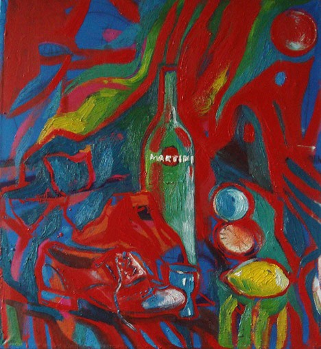 Red still-life with shoes