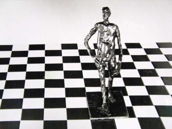 Man on chessboard