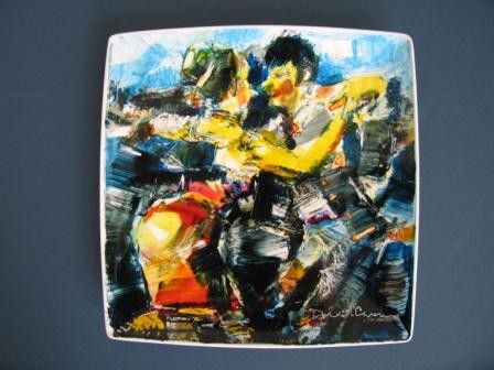 Tango.25 x 25 cm.hand painted with porcelain p