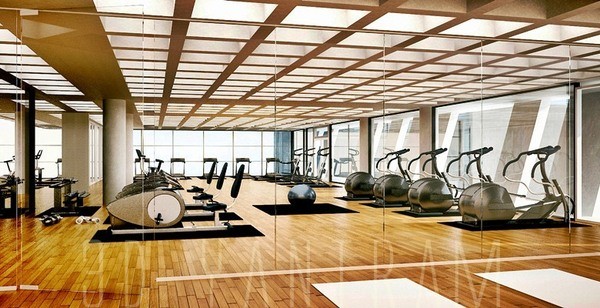 Gimnasio diseño renderizado Interiro