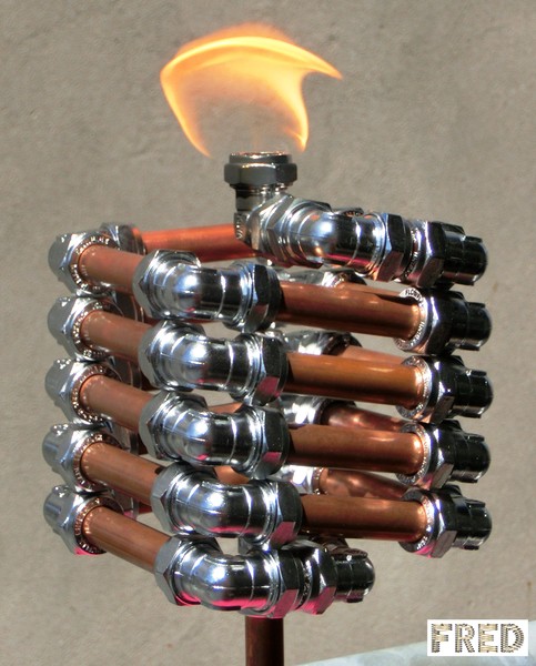 Copper and Chrome Slinki Tiki Torch  FredPereiraStudios.com Page 15