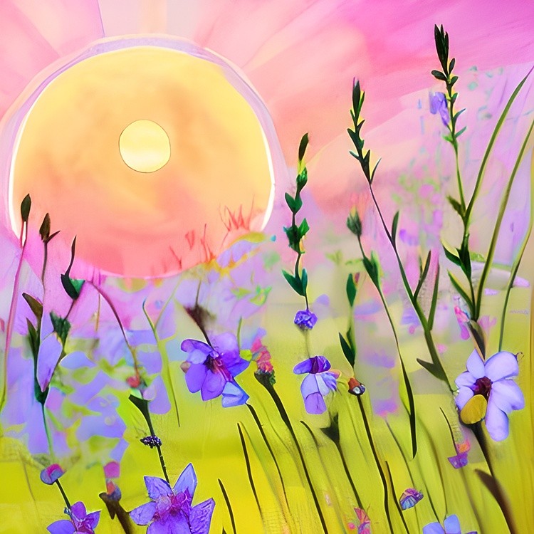 watercolor wildflowers and sun