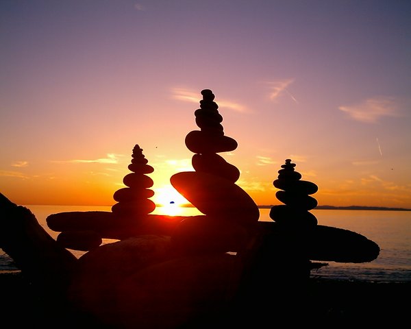 rock stack sunset