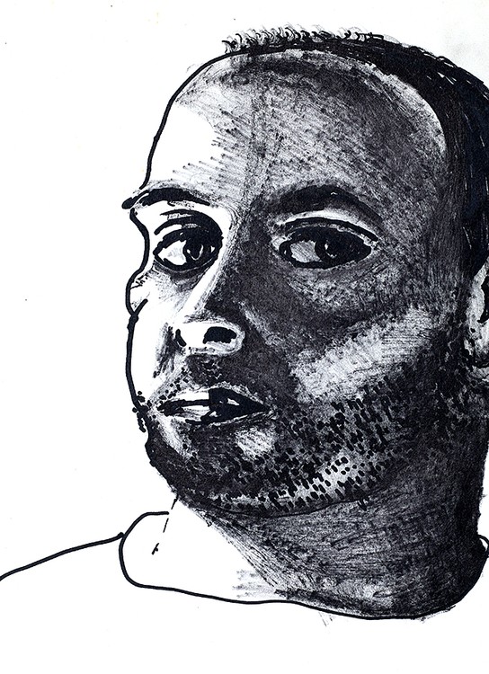 expressive man portrait drawing male portraits drawings ink  on paper artist painter raphael perez 