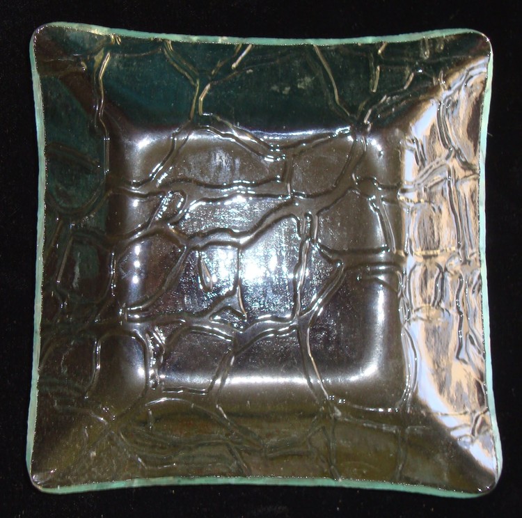 clear slumped glass dish 4 3 4 in by 4 3 4 in