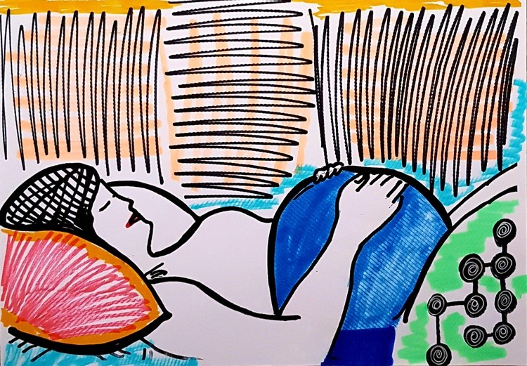 Pregnant woman massage therapy Dana art, Los Angeles