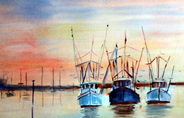 SUNSET FISHINGBOATS