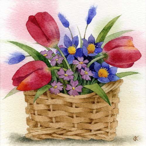 Spring flowers basket