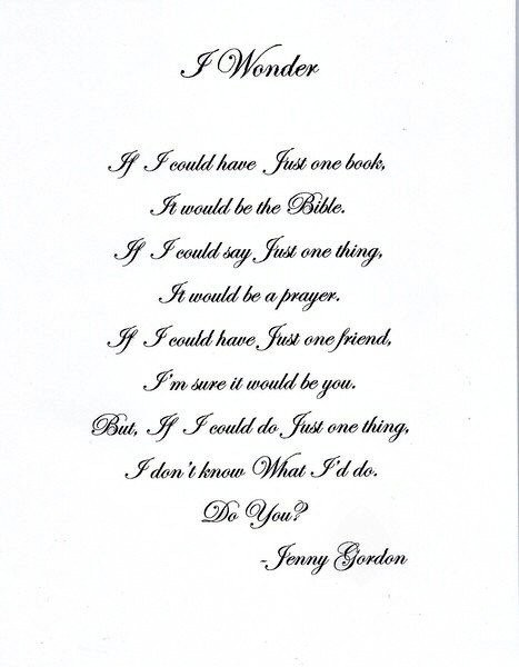 I WONDER,  Poem