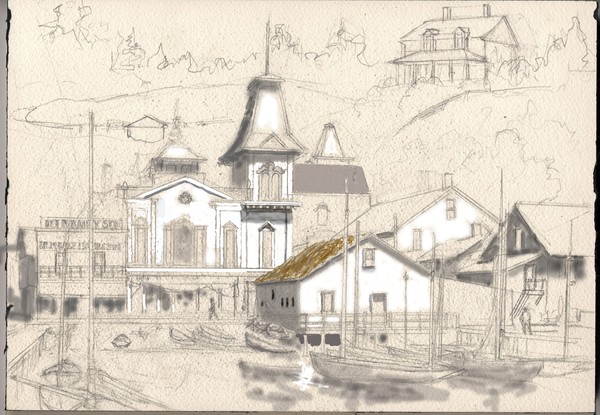 Mackinac Island c. 1890 Black & White Study