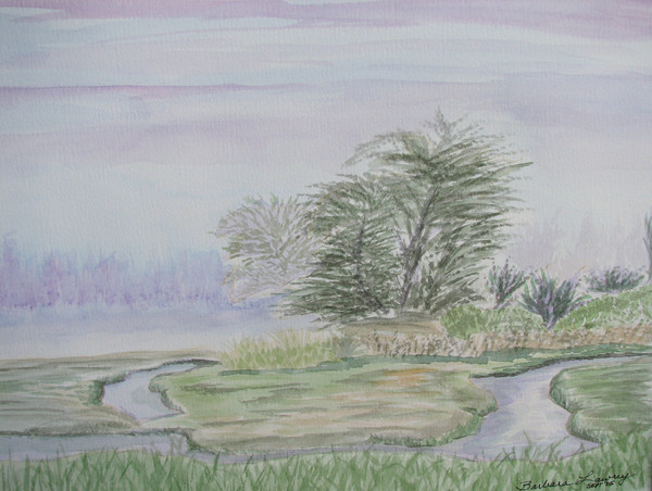 Foggy Morn' - Morro Bay,CA Watercolor
