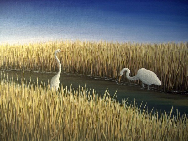 Egrets  12 x 16 inches
