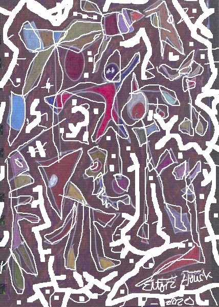 icons on a string  2020 (c) 2002, 2020 Elton Houck mixed media