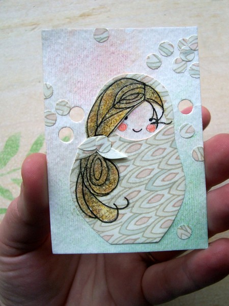 Spring Matryoshka. ACEO/ATC