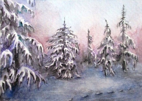 Winter sunrise aceo