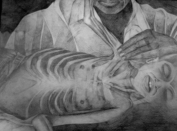 doctor examining malnutritioned child
