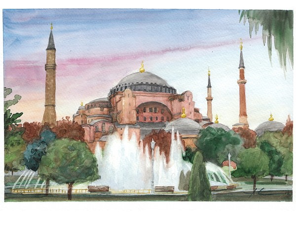 mosque watercolor mike theuer
