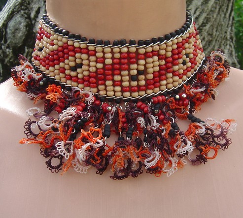 Wood Beads and Needle Lace