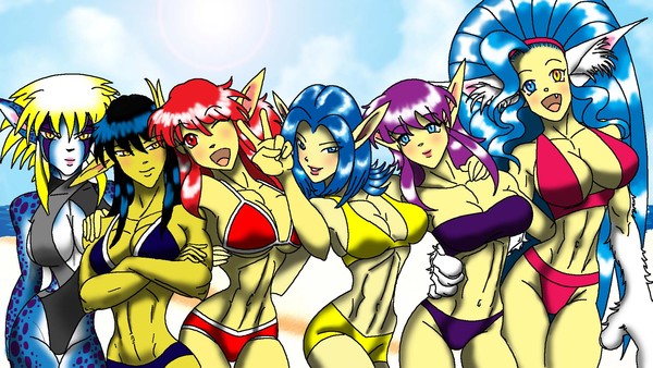 Cat-girls on the beach