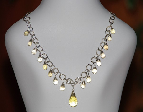 Champagne & Lemon Quartz S Silver Necklace