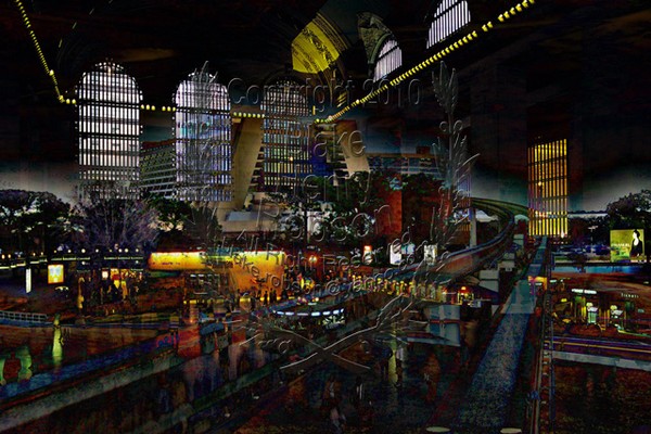 Monorail Contemporary Train Station Collage