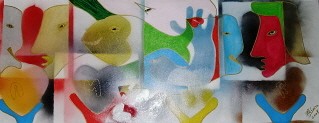 TELA ACRILICA MISTA 100X40 - A METAMORFOSE DO HOMEM