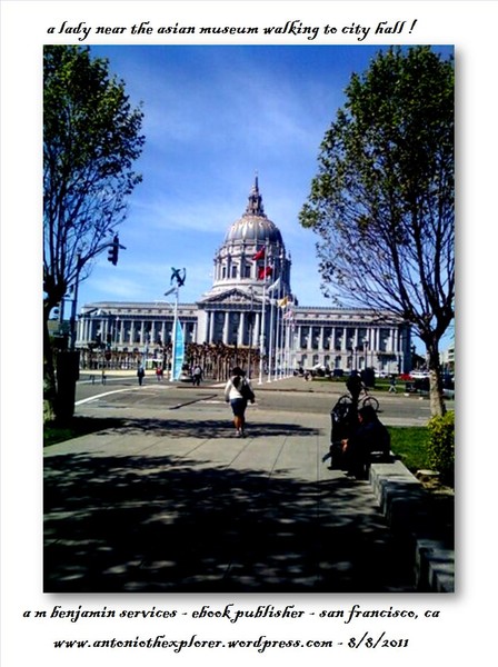 lady walking towards city hall