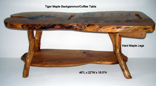 Tiger Maple Backgammon/ Coffee Table