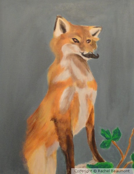 Mustache Red Fox Painting