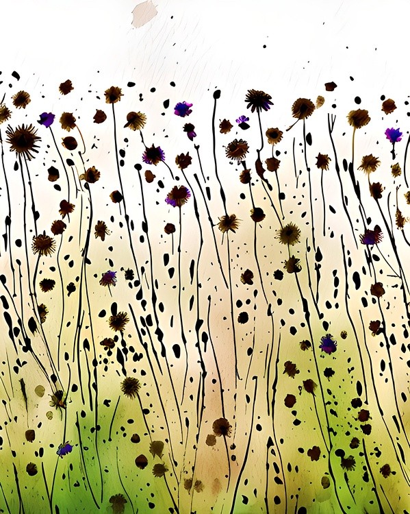 Watercolor wildflowers botanical