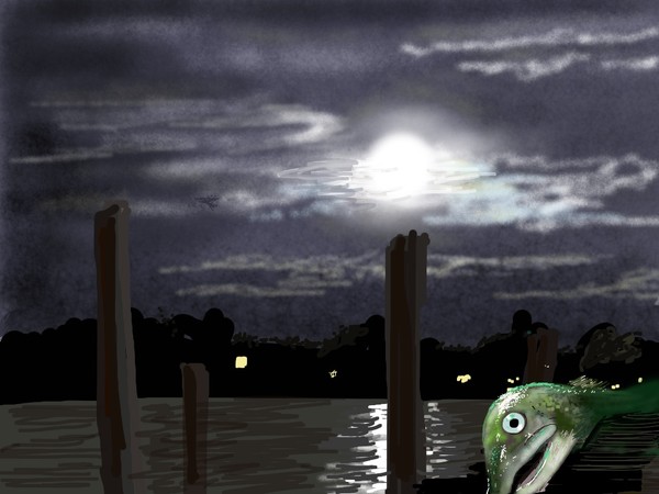 Dead fish in moonlight 