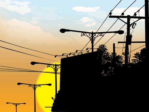 sunset at the city