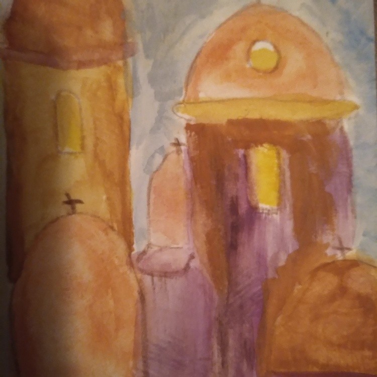 City scape in watercolor 