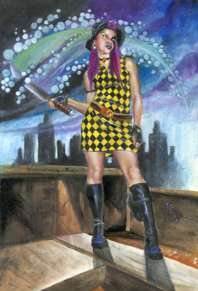 Phyre Dawn with machete