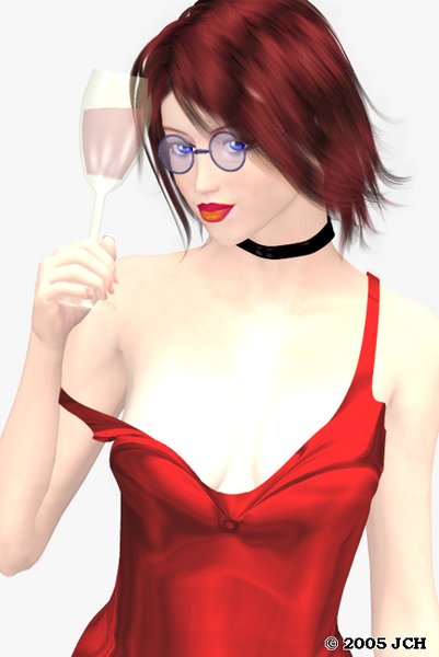 Tabby 2- With a Glass 1 (and Red Dress)