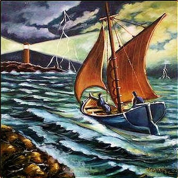 Stormy night in the sea