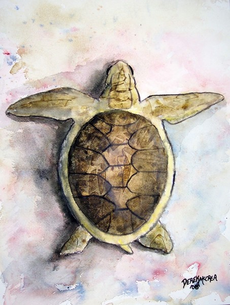Sea turtle marine watercolor painting