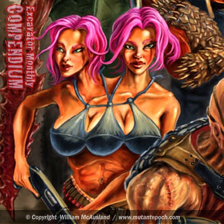Twin Headed Pink Haired Mutantess with Shotgun