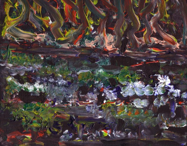 WATER LILLIES ABSTRACT FINGER PAINTING