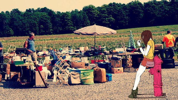 Hanging out a flea market