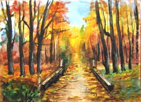 Fall aceo original painting 