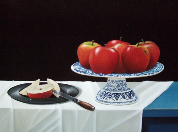 Stilleven in rood wit en blauw