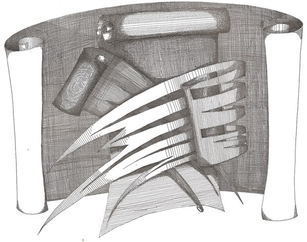 Curled ripped paper