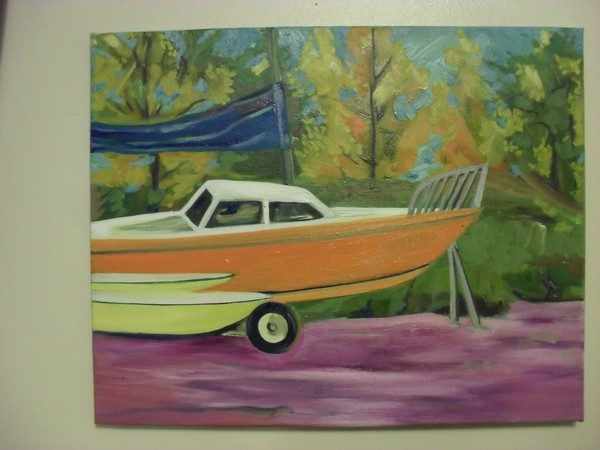 boat on purple